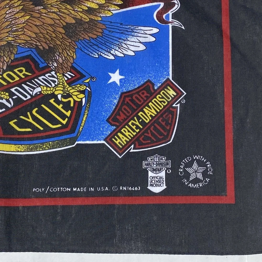 New VTG Harley Davidson Scarf Bandanna Eagle Flag 21